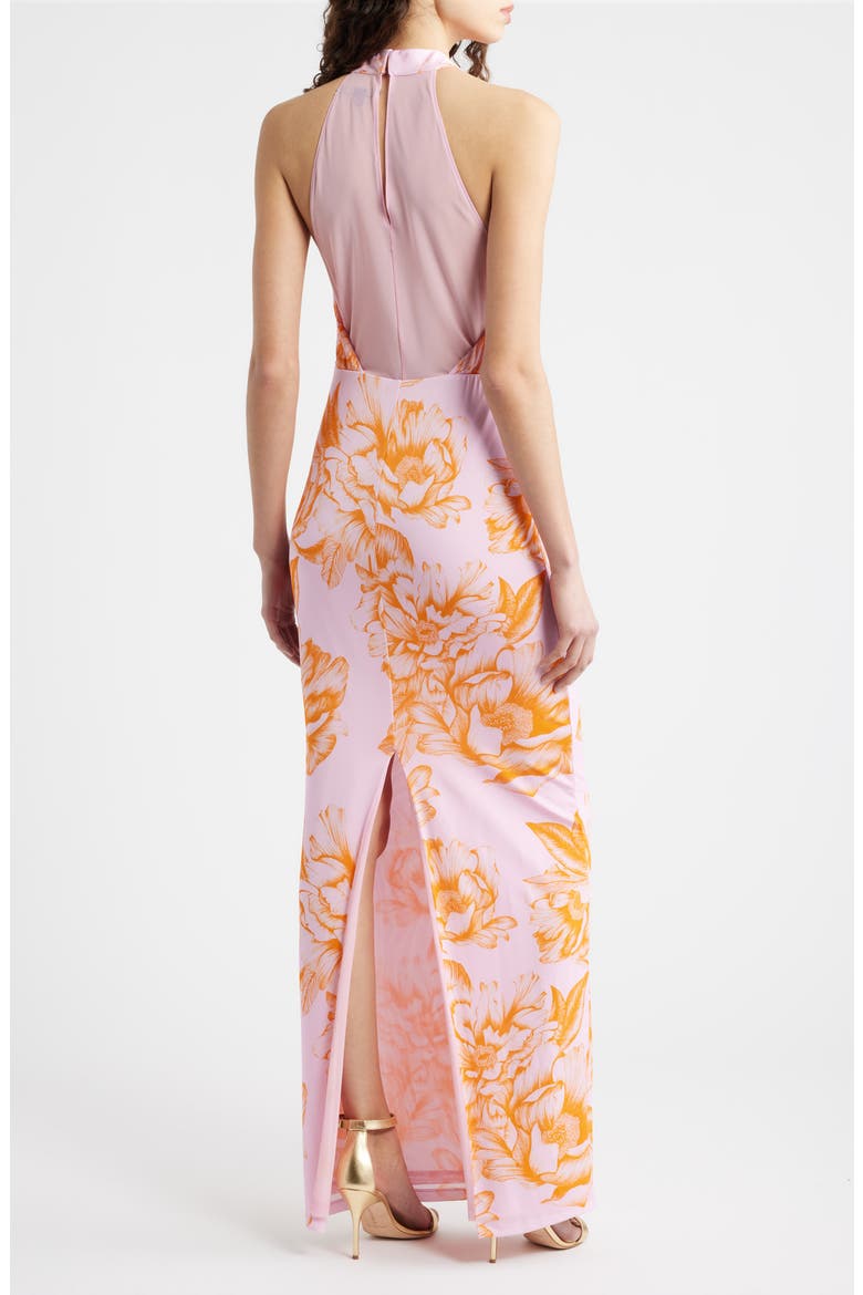 Elowen Floral Drape Bodice Gown, Alternate, color, FLEUR DE PEONY