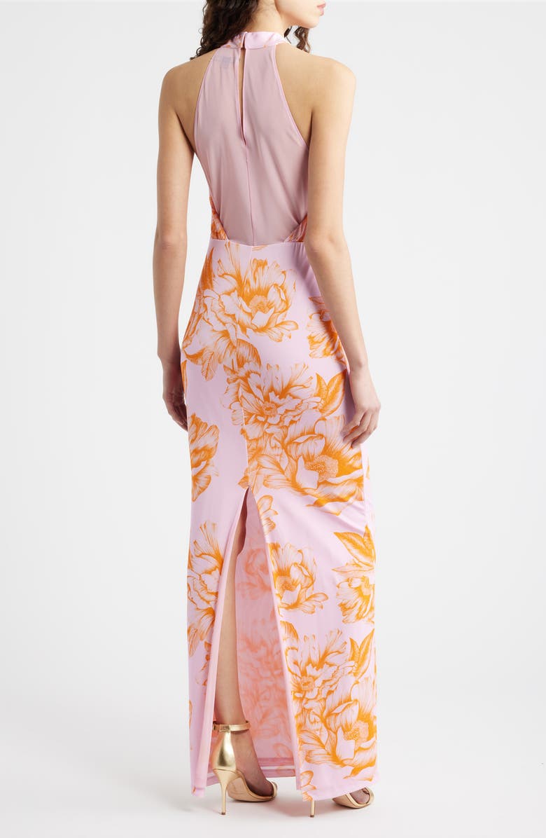 Black Halo Elowen Floral Drape Bodice Gown, Alternate, color, Fleur De Peony