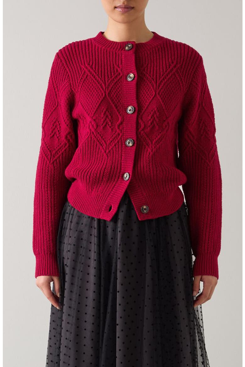 Orla Pointelle Cardigan, Main, color, RED