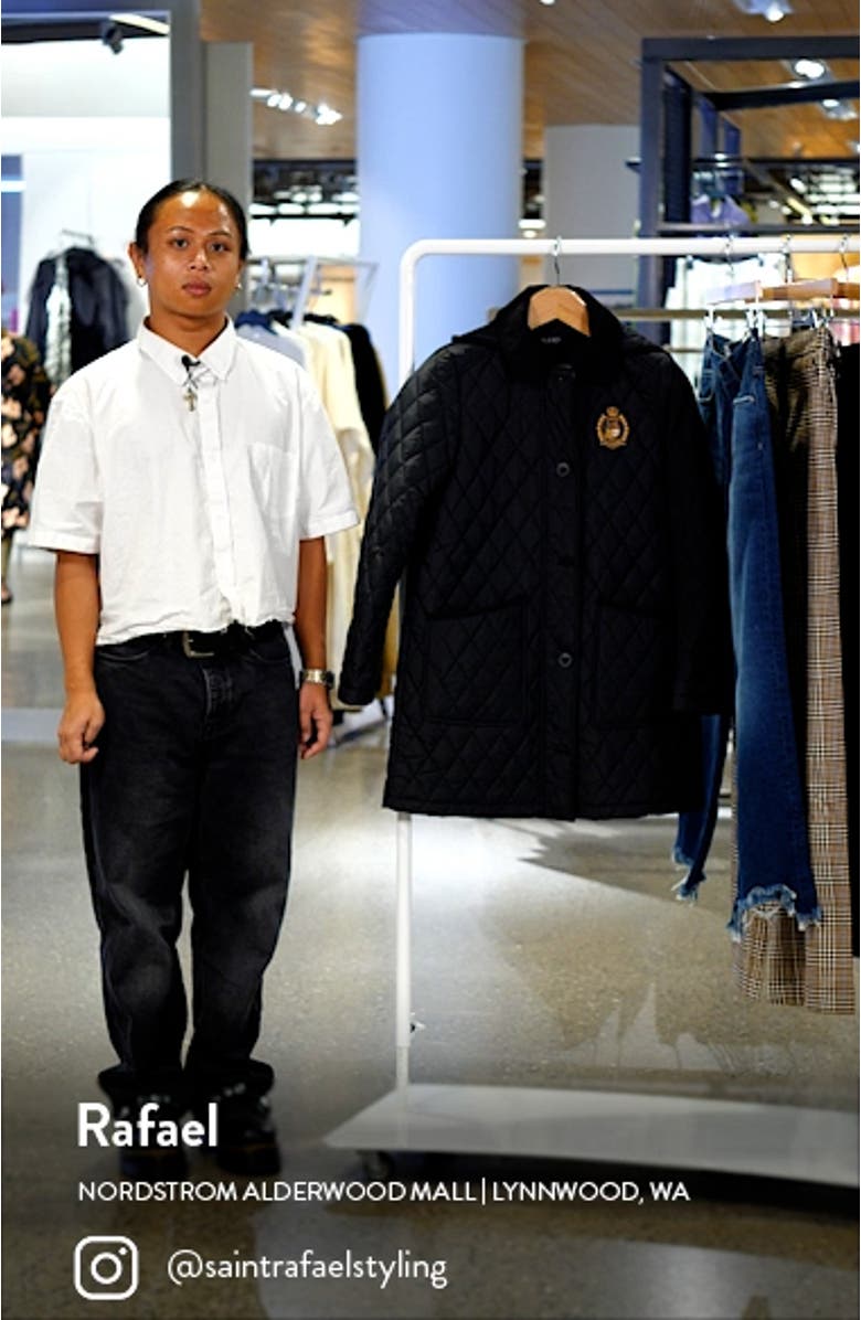 Crest Embroidered Quilted Hooded Jacket, sales video thumbnail