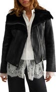 Free People Fourline Faux Leather Jacket with Faux Shearling Lining