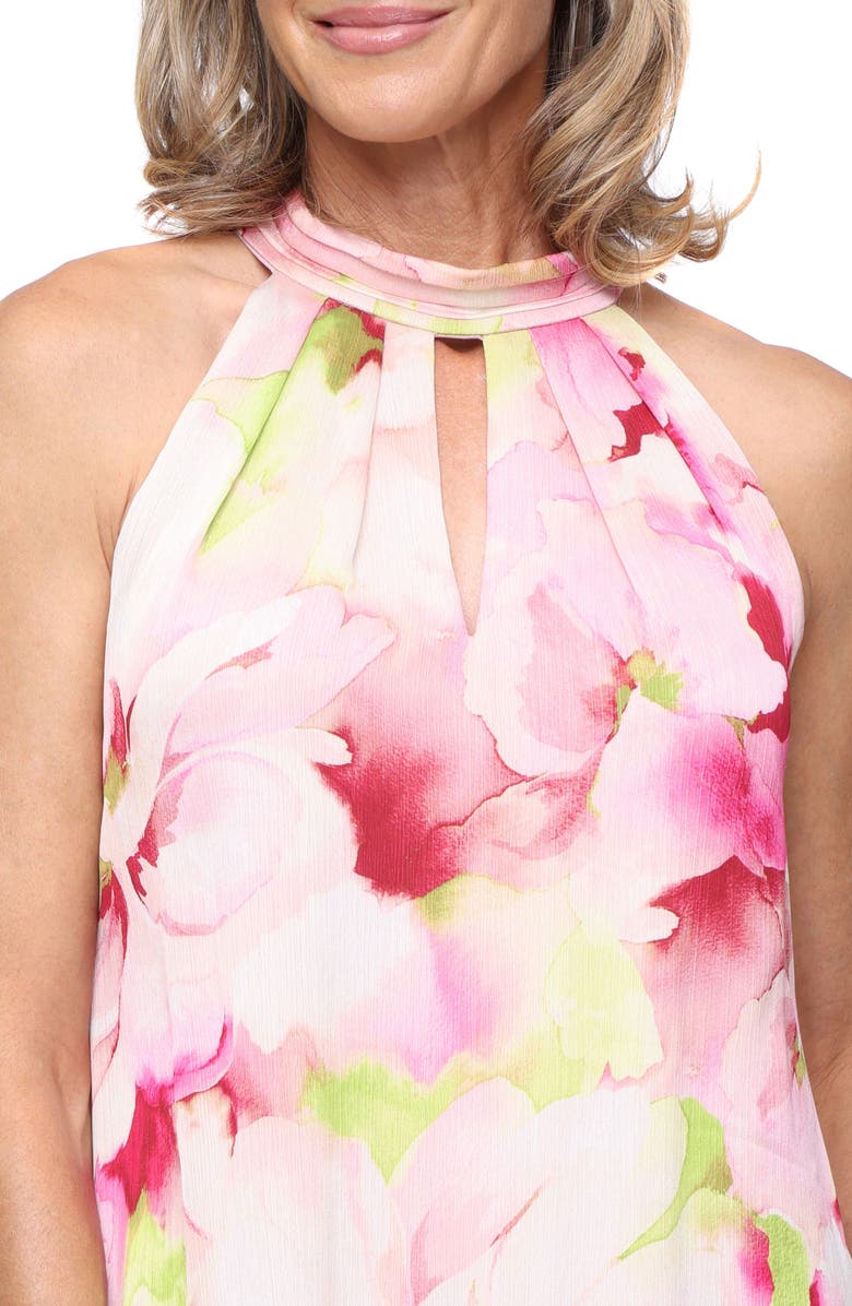 SL FASHIONS Floral Halter Chiffon A-Line Dress, Alternate, color, Pink Multi