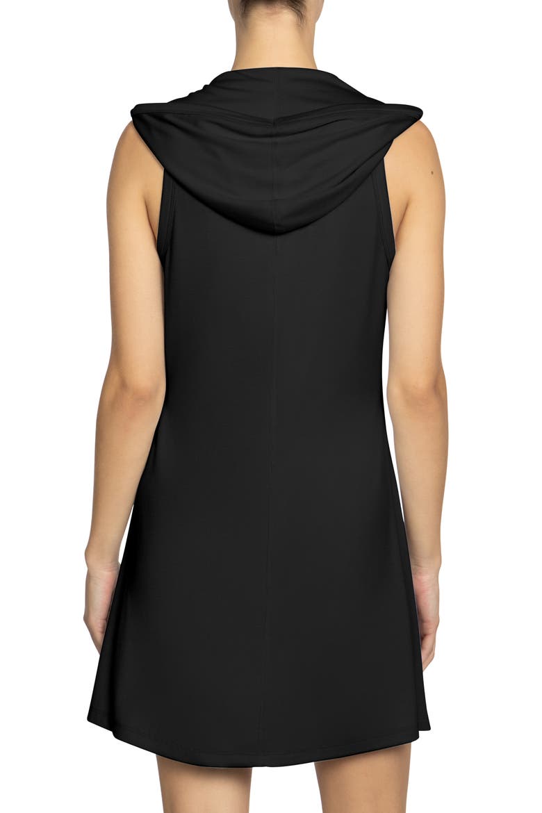 Amy Hooded Cover-Up Minidress, Alternate, color, BLACK