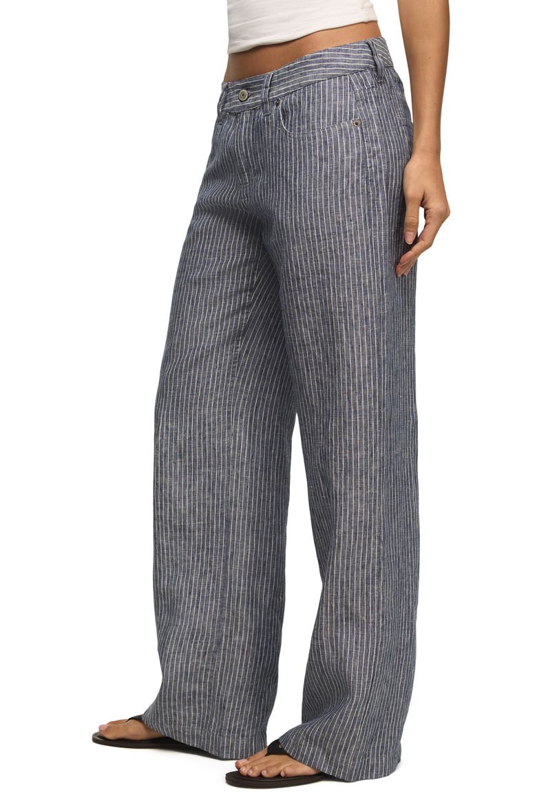 Stripe Linen Baggy Wide Leg Pants, Alternate, color, NAVY STRIPE