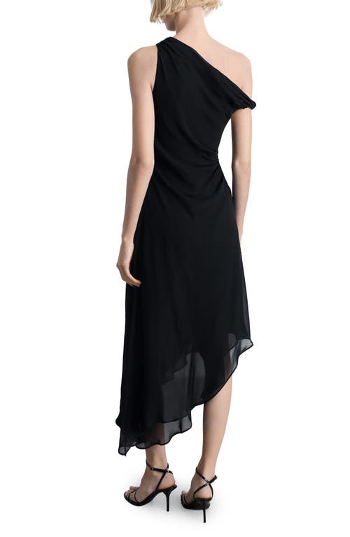 Mango Asymmetric Draped Gown Black In Black