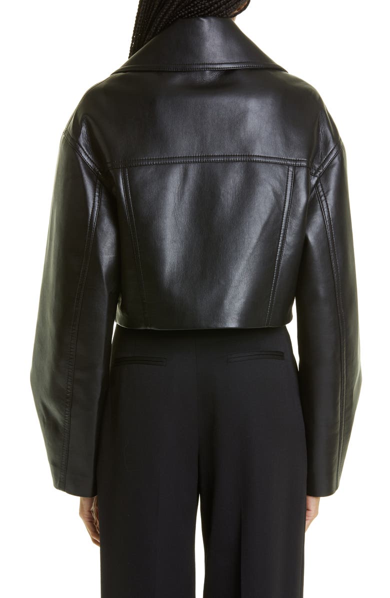 Nanushka Sapir Slim Fit Crop Leather Jacket, Alternate, color, 