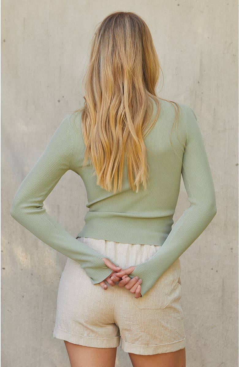 CRESCENT Front Split Knit Top, Alternate, color, Eucalyptus