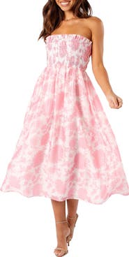 Petal & Pup Carter Floral Strapless Midi Dress