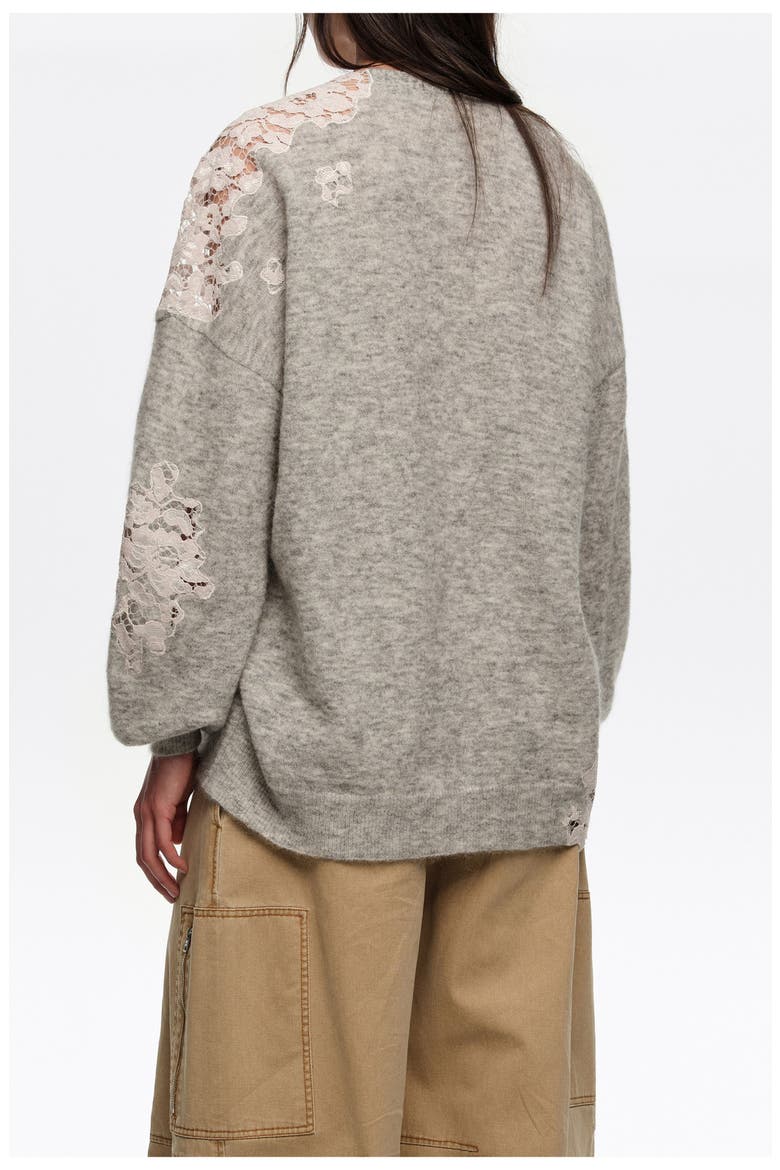 Long Lace Knit Cardigan, Alternate, color, LIGHT GREY