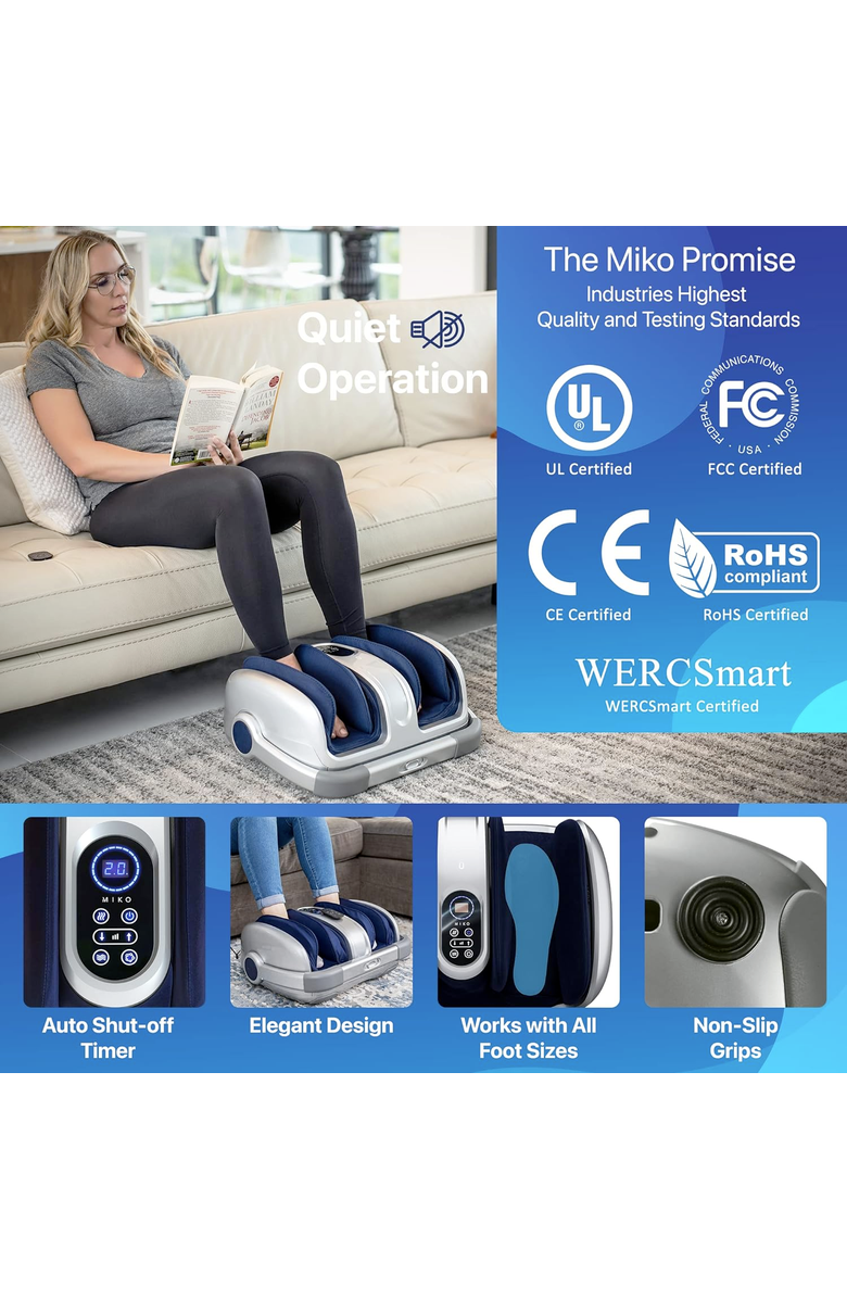 MIKO MAS II Foot, Leg & Calf Massager with Heat, Alternate, color, Silver
