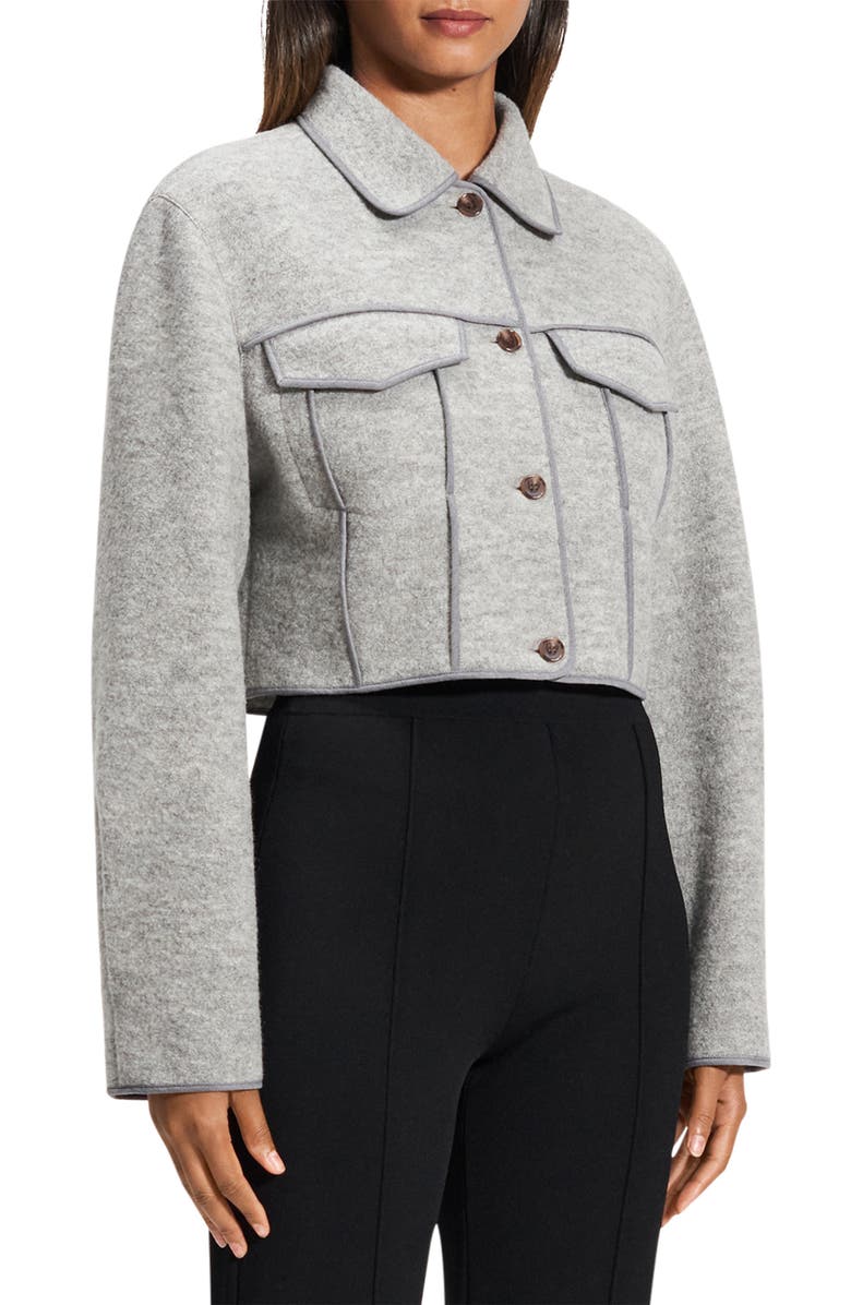 Theory Crop Wool Bouclé Jacket, Alternate, color, 