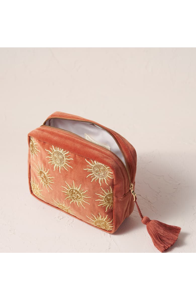 Elizabeth Scarlett Sun Goddess Velvet Wash Bag, Alternate, color,