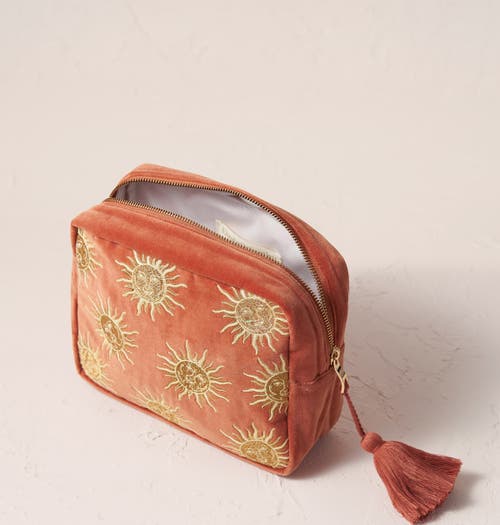 Elizabeth Scarlett Sun Goddess Velvet Wash Bag In Orange