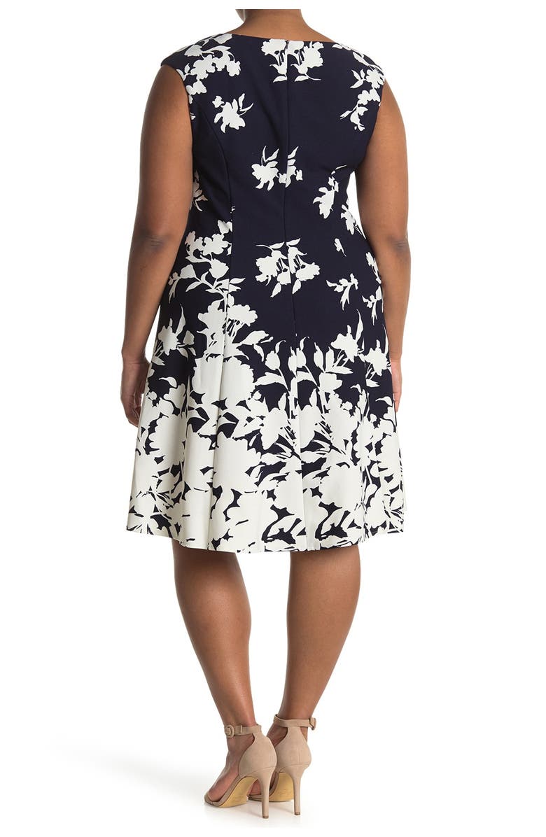 London Times Floral Fit & Flare Dress, Alternate, color,