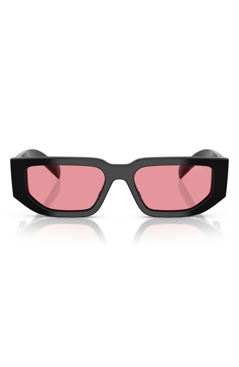 Prada 55mm Rectangular Sunglasses, Main, color, Black Pink
