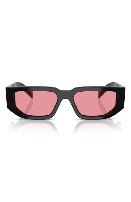 Prada 55mm Rectangular Sunglasses In Black Pink