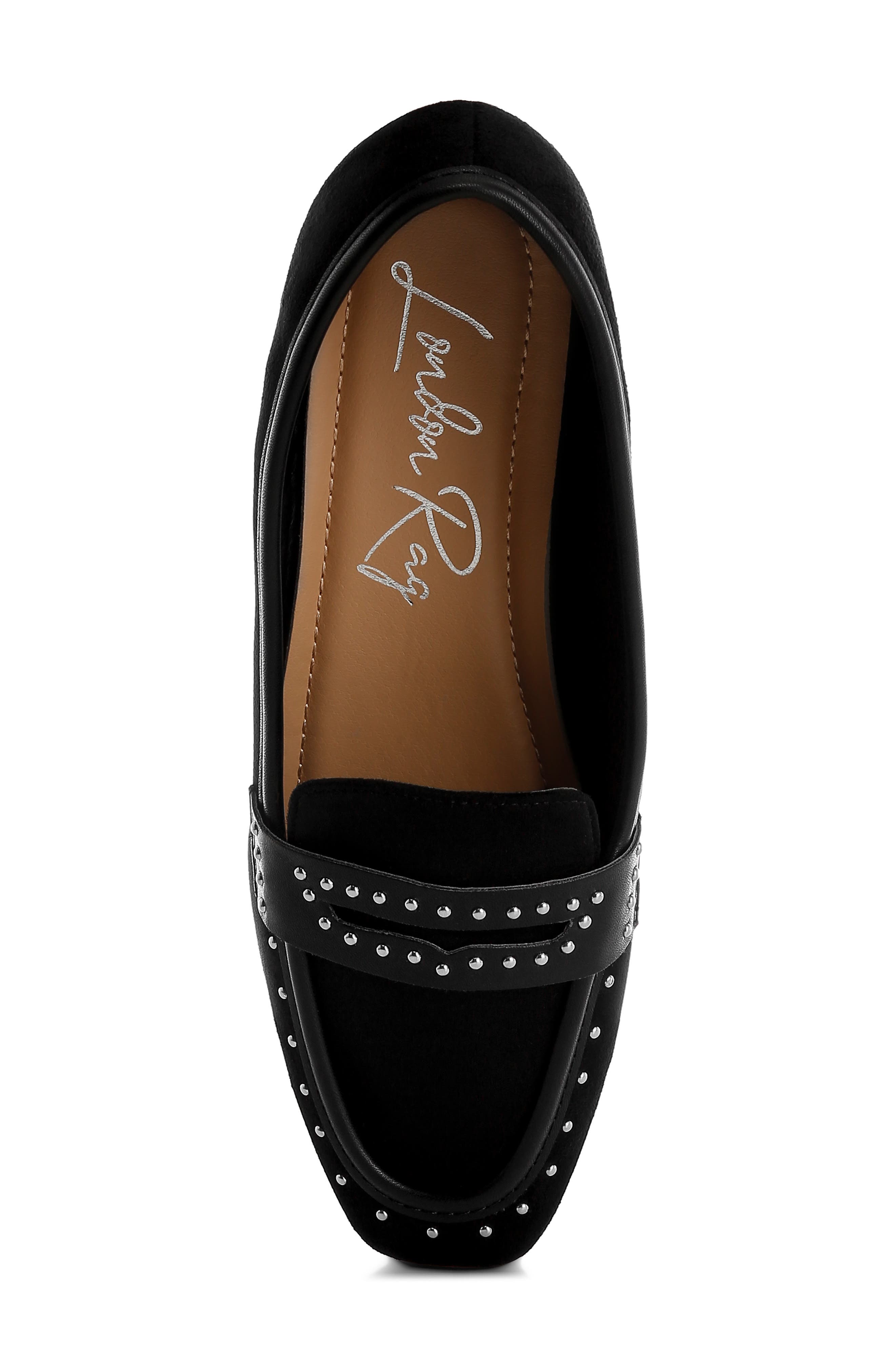 LONDON RAG Lumina Studded Penny Loafer, Alternate, color, Black