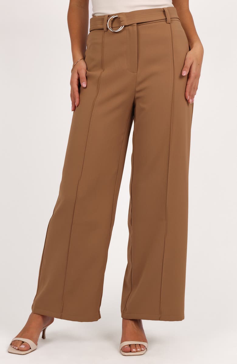 Petal & Pup Elaine O-Ring Belted Wide Leg Pants, Main, color, Mocha