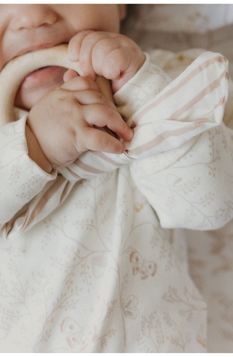 Pehr Secret Garden Puff Sleeve Organic Cotton Romper, Alternate, color, 