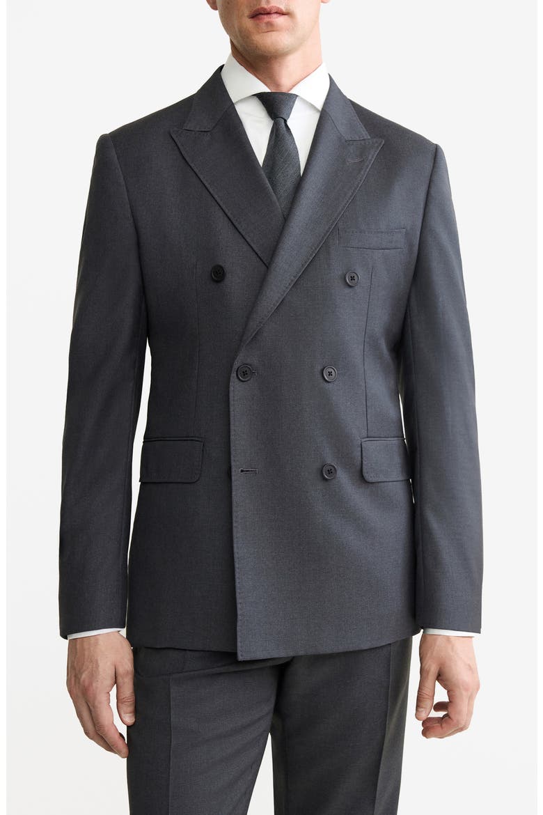 Double Breasted Wool Jacket, Main, color, DARK HEATHER GREY