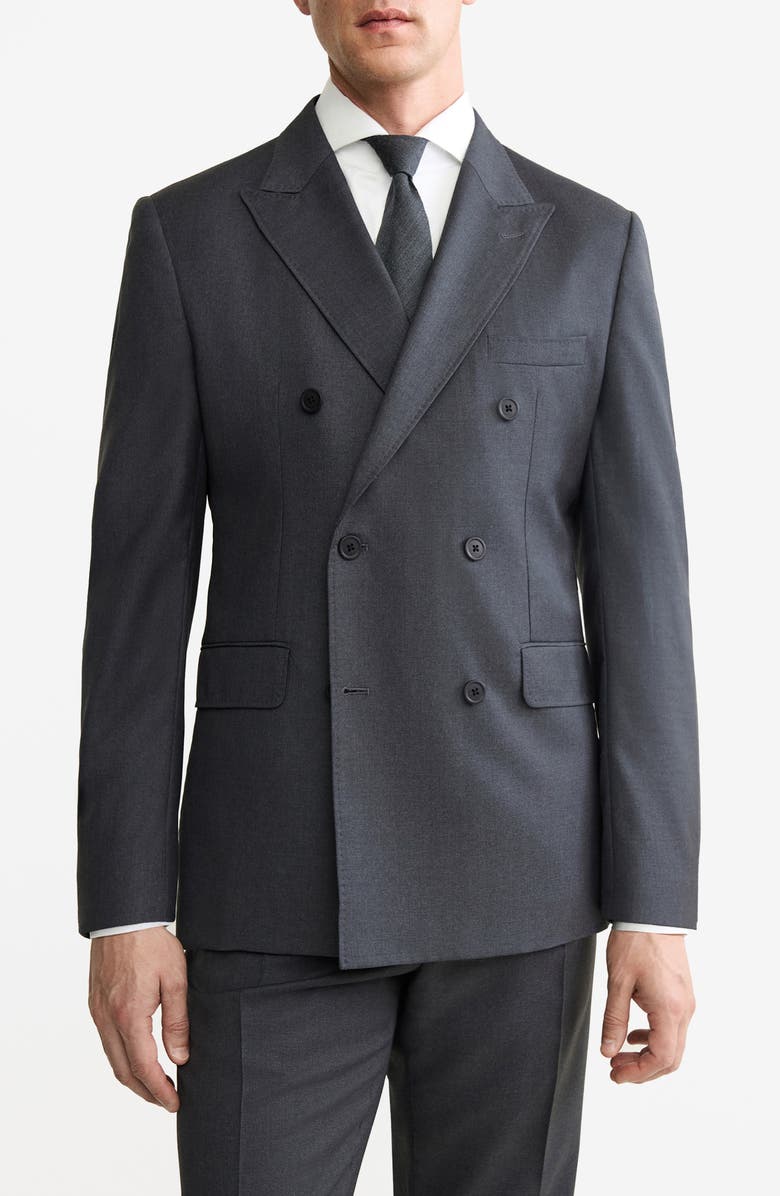 MANGO Double Breasted Wool Jacket, Main, color, Dark Heather Grey