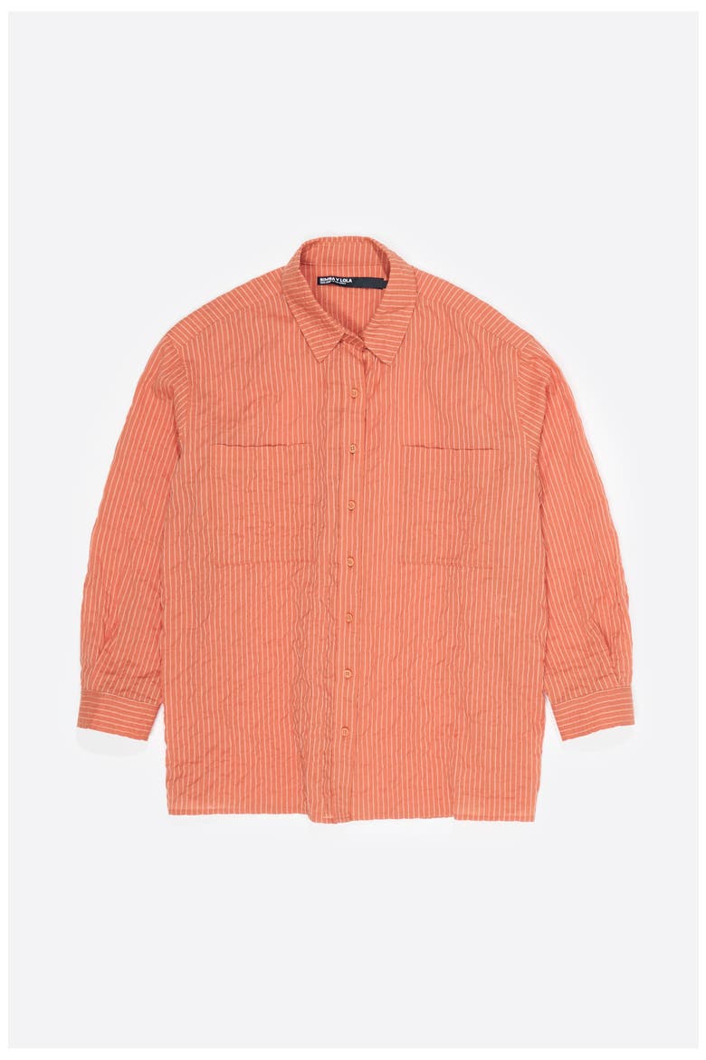 Embossed Cotton Shirt, Alternate, color, ORANGE