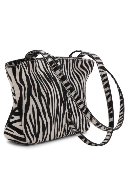 Mango Zebra Print Genuine Calf Hair Satchel In Black