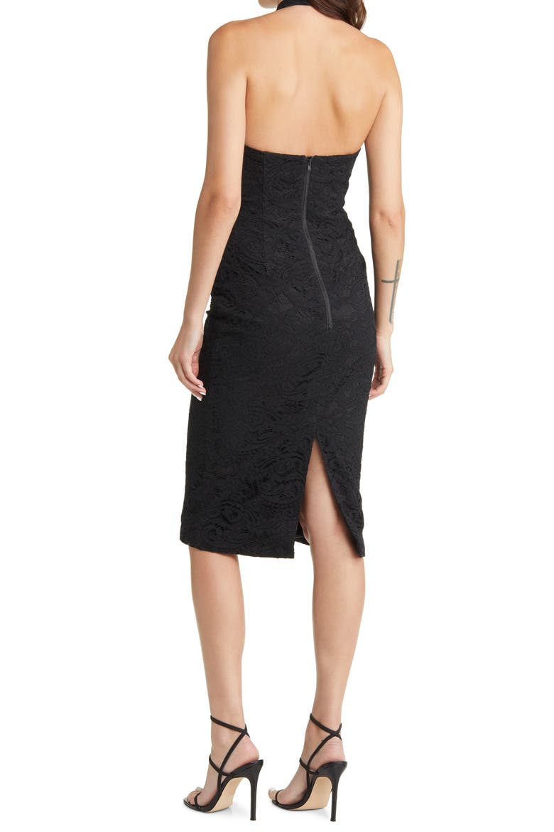 Riviera Crossover Halter Neck Cutout Corset Dress, Alternate, color, BLACK