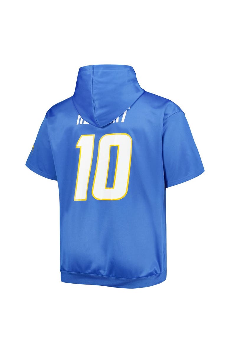 PROFILE Men's Justin Herbert Powder Blue Los Angeles Chargers Big & Tall Short Sleeve Pullover Hoodie, Alternate, color, Powder Blue