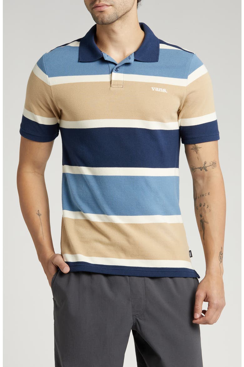Halicrest Stripe Cotton Polo, Main, color, DRESS BLUES-COPEN BLUE