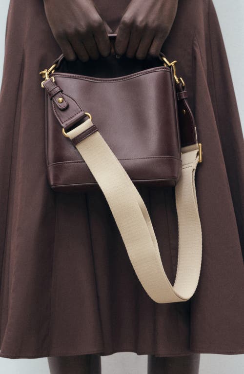 Mango Small Bucket Bag In Burgundy