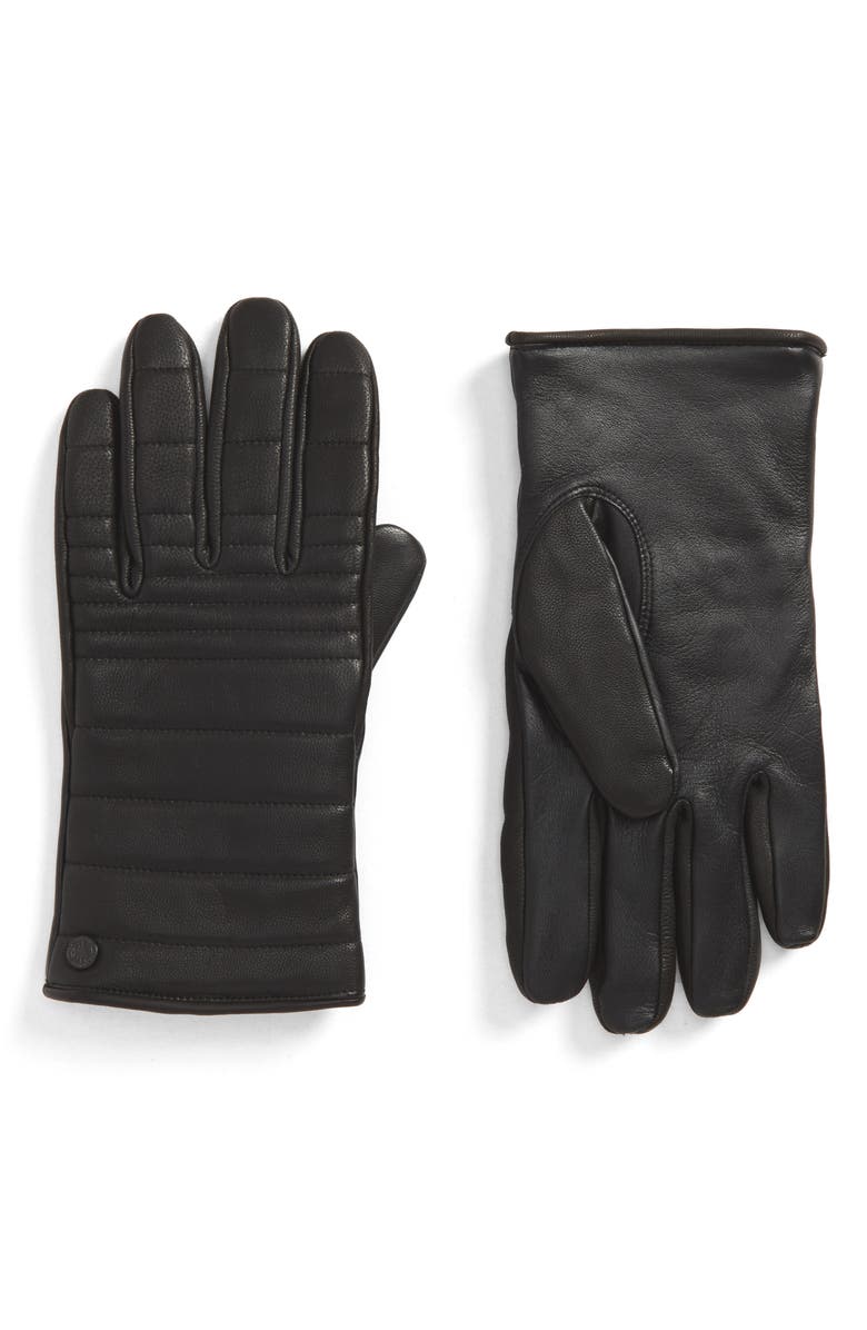 Canada Goose Quilted Leather Gloves with Faux Fur Lining, Main, color,