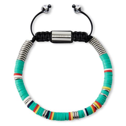 Turquoise Silver Beaded Bracelet