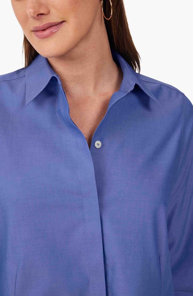 Foxcroft Cici Non-Iron Tunic Blouse, Alternate, color, Dark Chambray