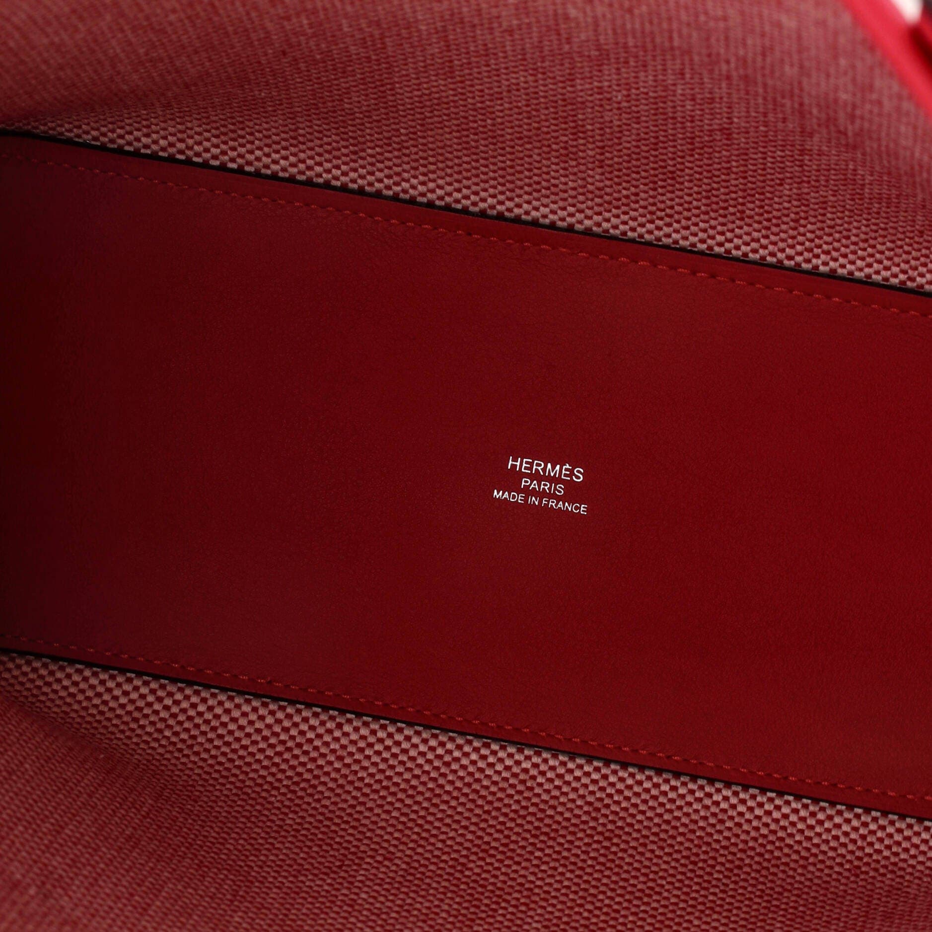 Cabas H en Biais Tote Canvas with Leather 27, Alternate, color, Framboise