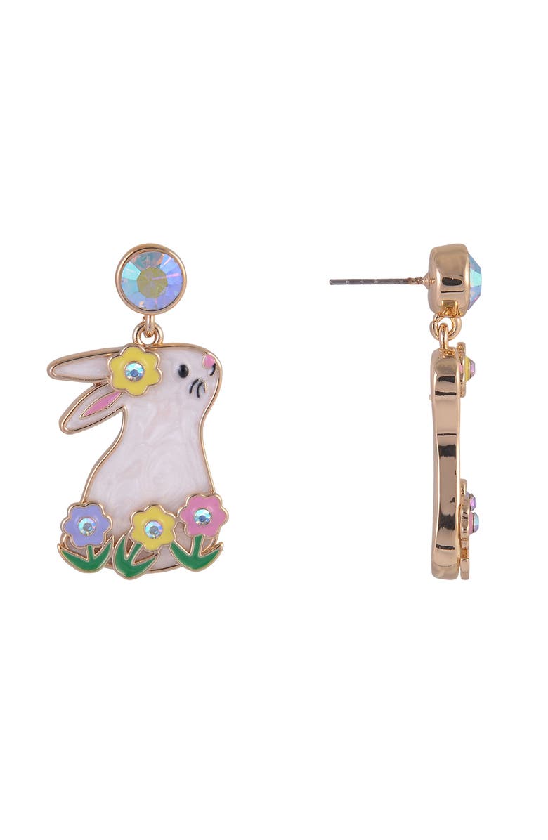 Hallmark Easter Bunny and Flower Earrings, Alternate, color, White