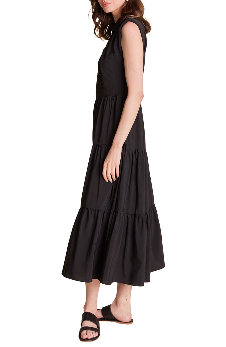 Endless Rose Pintuck Detail Tiered Midi Dress, Alternate, color, Black