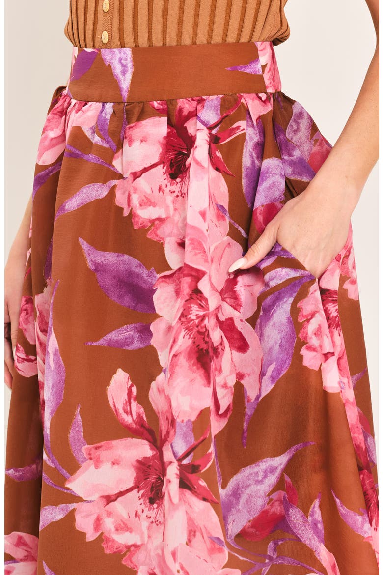 Print Maxi Skirt, Alternate, color, BROWN PINK MULTI