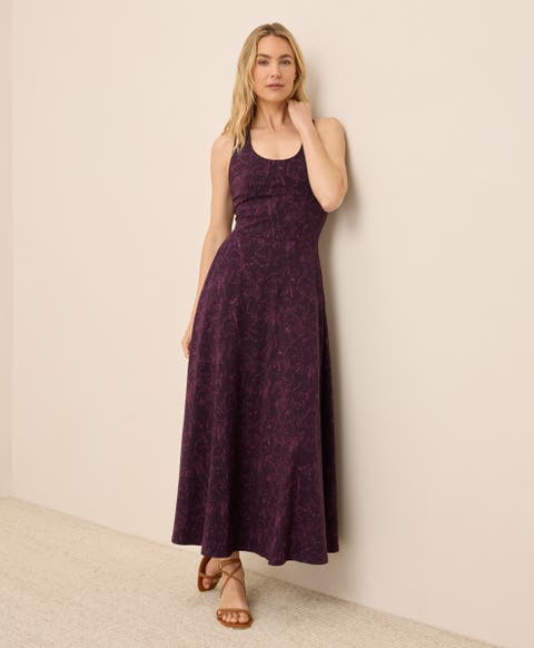 Organic Cotton Fit & Flare Open Back Maxi Dress
