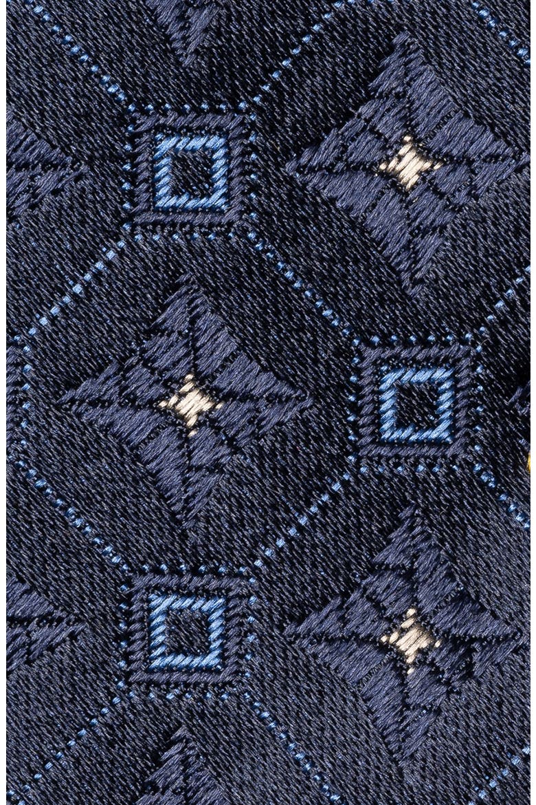 Medallion Woven Silk Tie, Alternate, color, NAVY