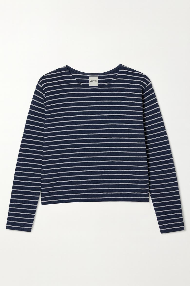Camille Linen Striped Top, Main, color, CLASSIC NAVY/WHITE