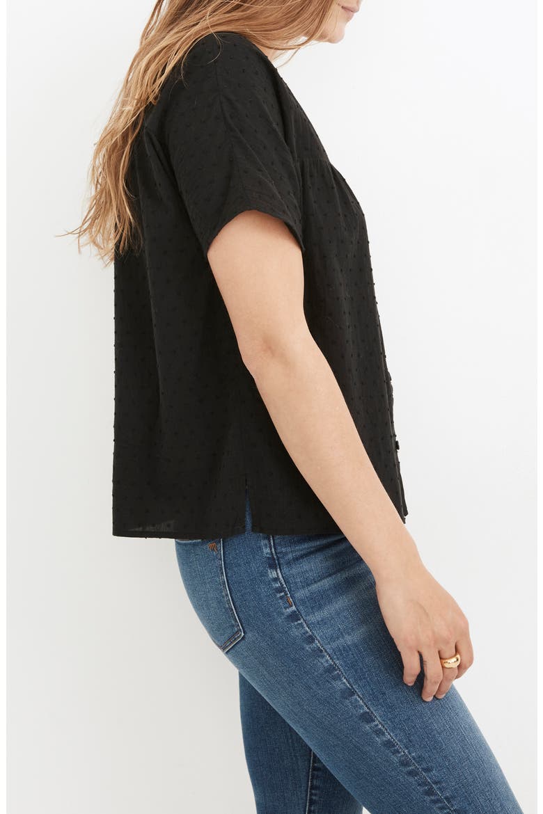 Swiss Dot V-Neck Blouse, Alternate, color, TRUE BLACK