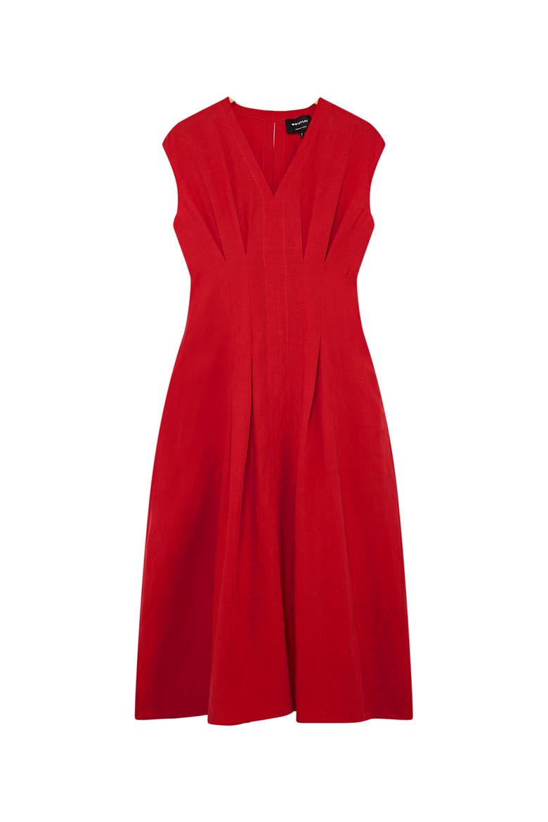 Panel Linen Blend Dress, Alternate, color, Red