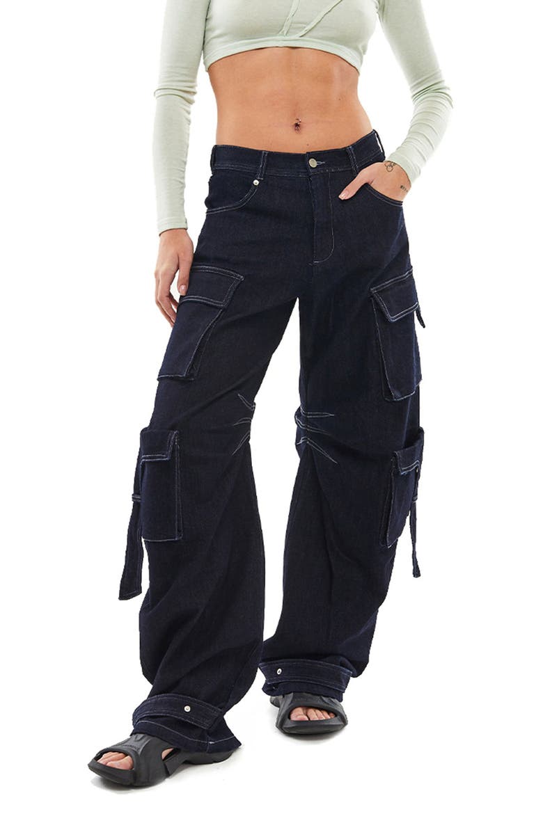 Rae Denim Cargo Pants, Main, color, Dark Denim