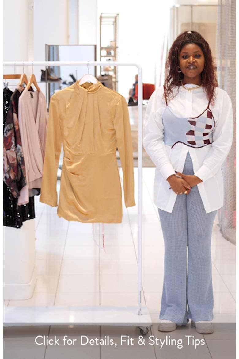 Amala Long Sleeve Satin Cocktail Minidress video
