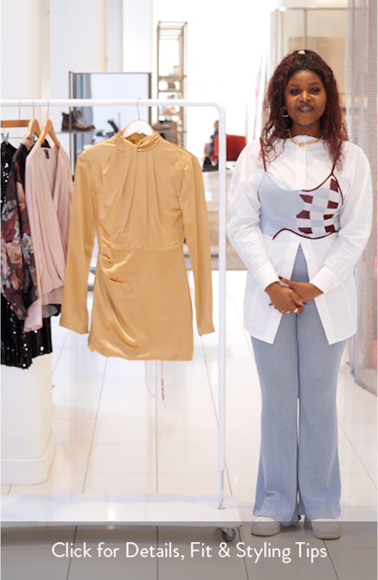 Amala Long Sleeve Satin Cocktail Minidress, sales video thumbnail