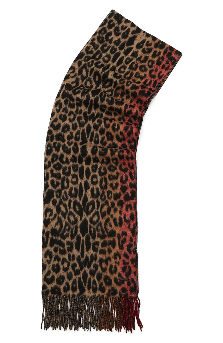 AllSaints Leopard Wool Scarf, Alternate, color, Natural Multi