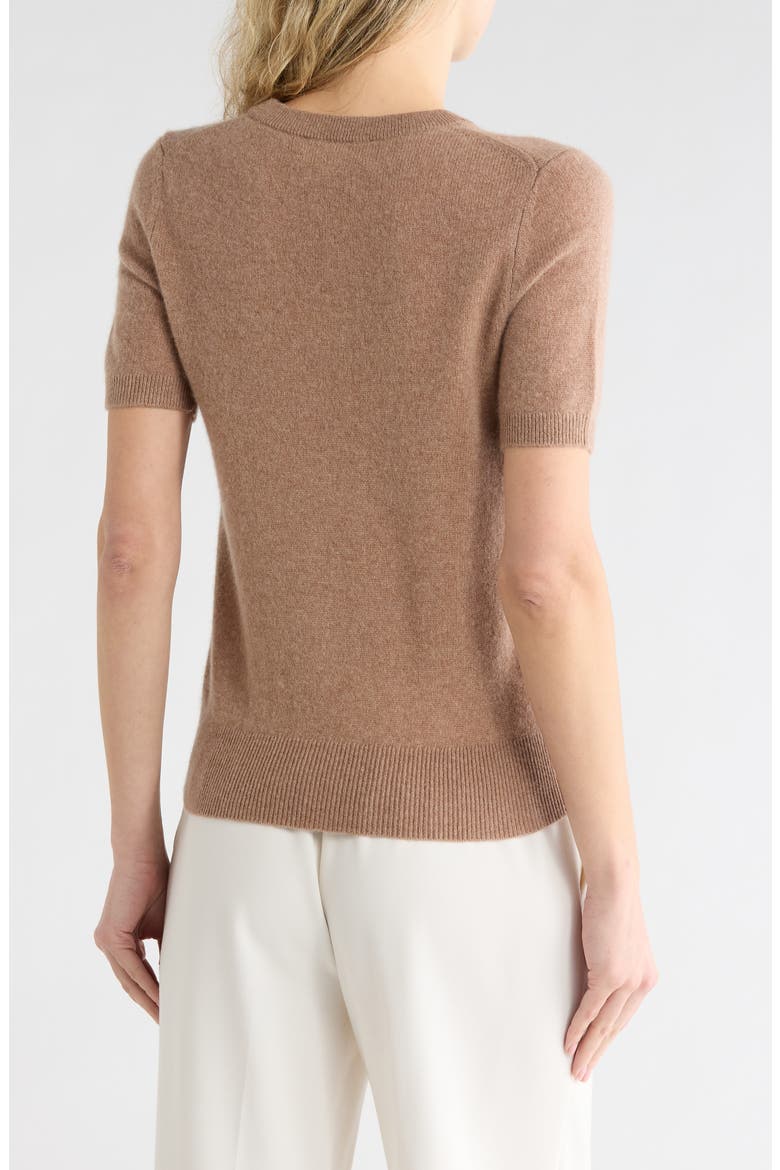 Short Sleeve Cashmere Sweater, Alternate, color, TAN GINGERSNAP HEATHER