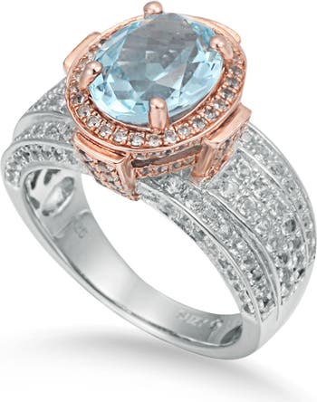 Blue & White Topaz Two-Tone Ring