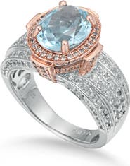 SUZY LEVIAN Blue & White Topaz Two-Tone Ring